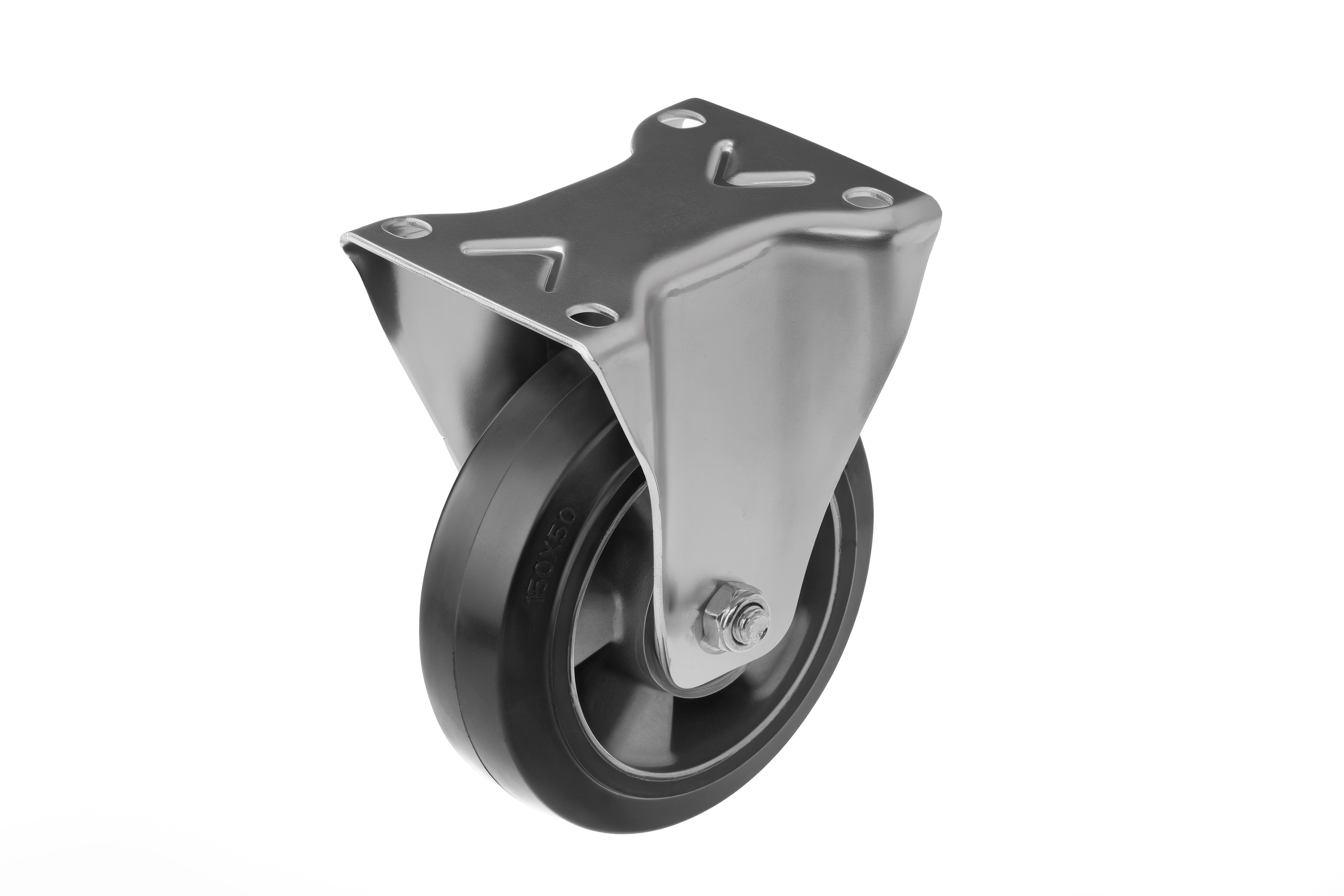 FCDL 63 - Большегрузное колесо с алюминиевым ободом 150 мм (неповорот., площадка, черная резина, шарикоподш.)