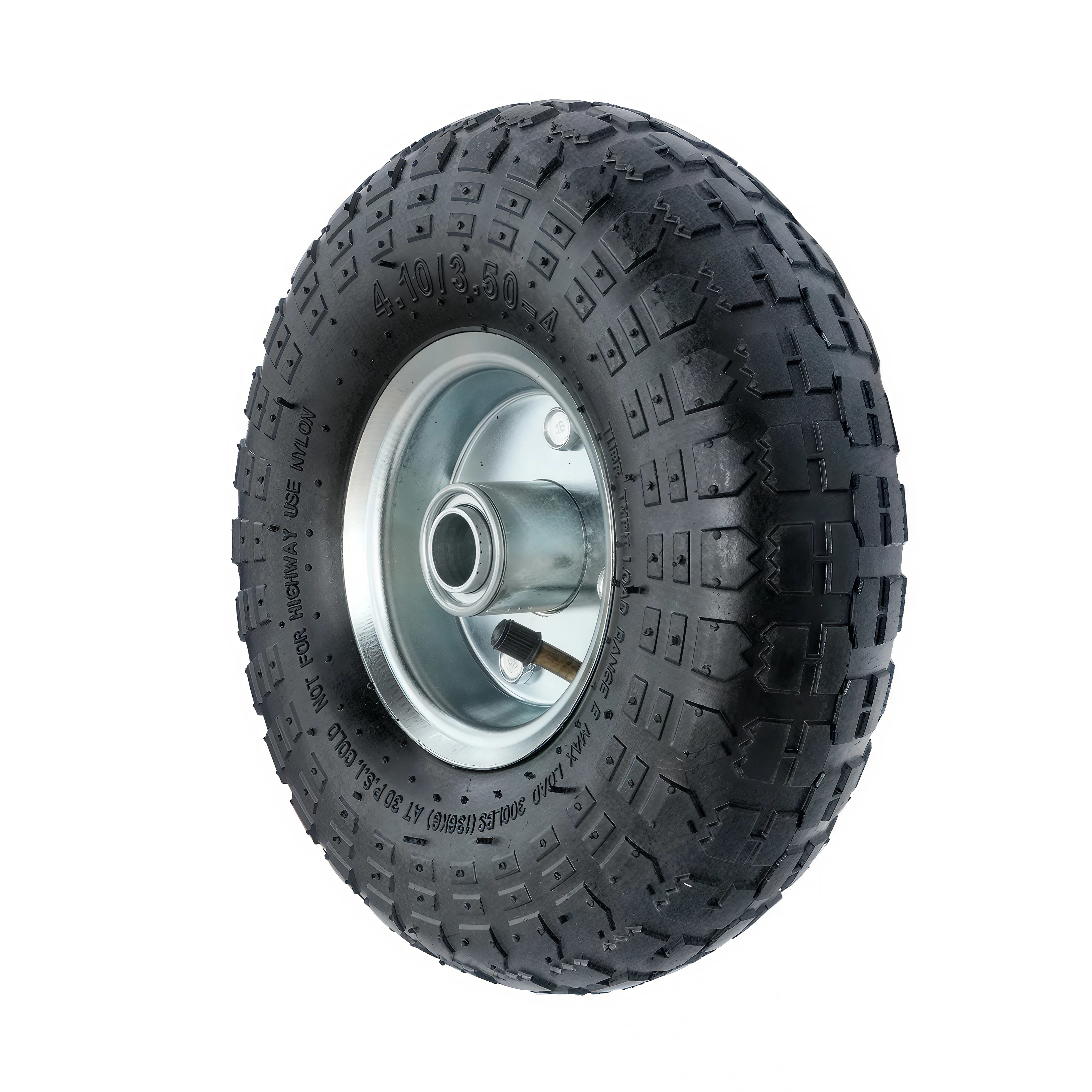 PR 1804-20 - Колесо для тачки / тележки пневматическое 3.50-4, диаметр 260 мм, ось 20 мм, металлический обод, симметричная ступица, шариковый подшипник