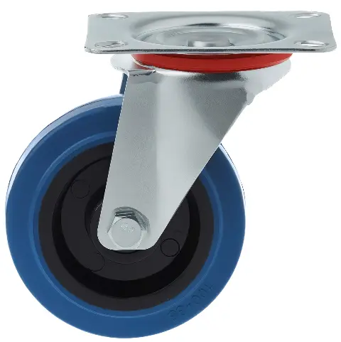 Колесо поворотное, платформенное крепление, синяя резина, диаметр 100мм - SCL 42