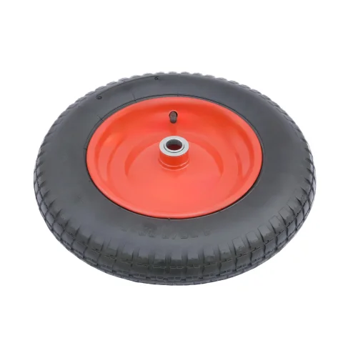 PR 2402-20 - Колесо для тачки / тележки пневматическое 3.25/3.00-8, сварной диск, диаметр 360 мм, ось 20 мм, металлический обод, симметричная ступица, шариковый подшипник