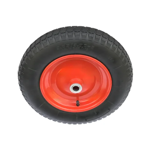 PR 2402-20 - Колесо для тачки / тележки пневматическое 3.25/3.00-8, сварной диск, диаметр 360 мм, ось 20 мм, металлический обод, симметричная ступица, шариковый подшипник