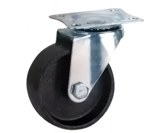 Промышленное чугунное колесо без резины 75 мм (поворот., площадка, темн. обод.)