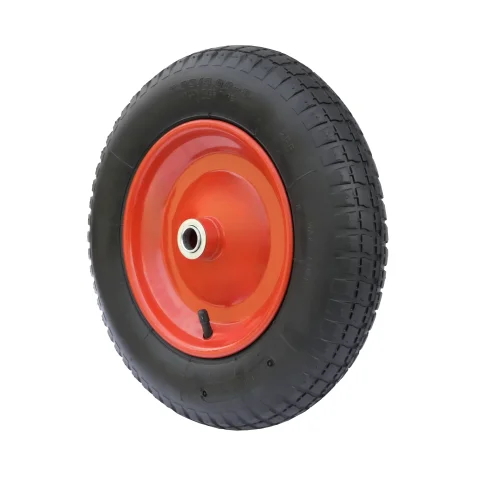 PR 2402-20 - Колесо для тачки / тележки пневматическое 3.25/3.00-8, сварной диск, диаметр 360 мм, ось 20 мм, металлический обод, симметричная ступица, шариковый подшипник